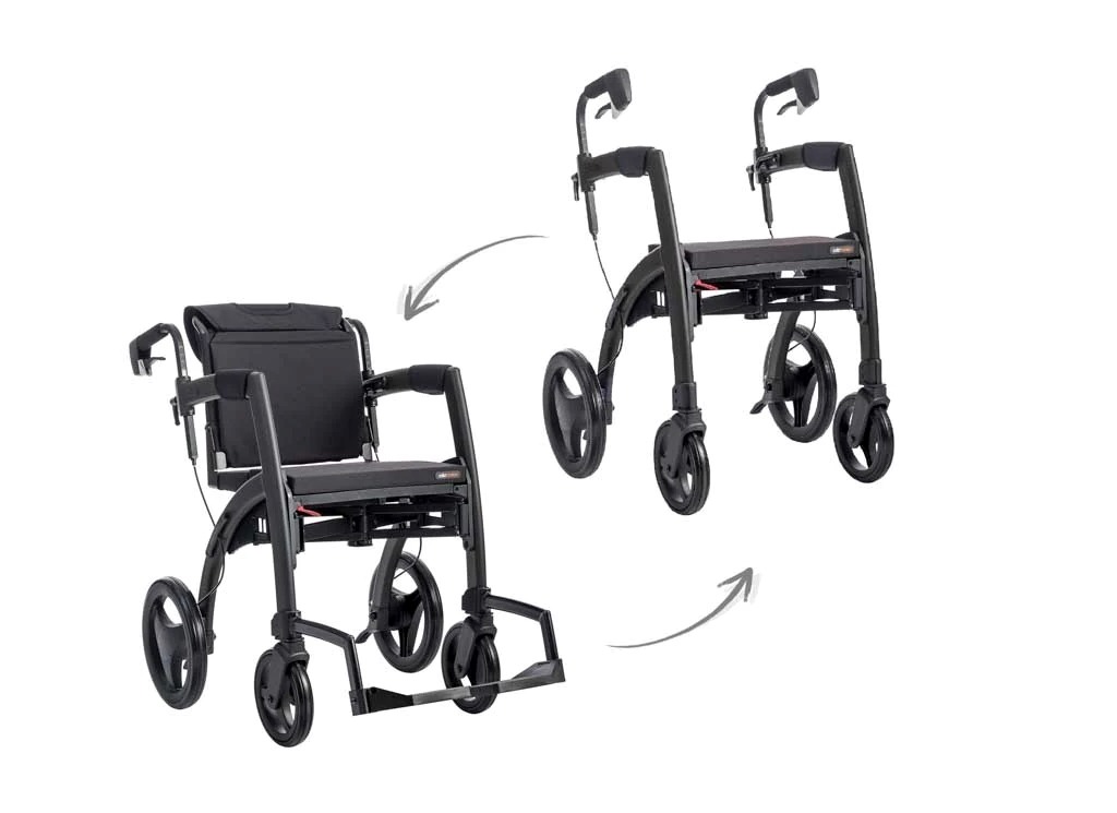 Rollz Motion 2 in 1 Rollator Walker Wheelchair Combo - Foldable Transport Chair - Image 2
