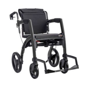 Rollz Motion 2 in 1 Rollator Walker Wheelchair Combo - Foldable Transport Chair